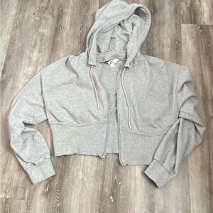 Grey JoyLab Cropped Zip Hoodie